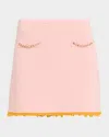 Casablanca Frayed Double-faced Wool Mini Skirt In Pink