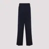Casablanca High-waisted Wide-leg Trousers In Luxurious Virgin Wool In Navy