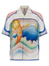 Casablanca Mens Fuji Dream Cuban Collar Printed Silk Shirt In White