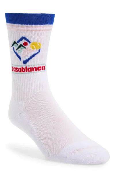 Casablanca Fuji Icon Crew Socks In White
