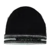Casablanca Fuzzy Black Mohair Beanie With Contrasting Stripes In Black