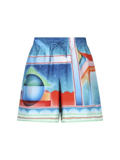 Casablanca Graphic Print Trousers Elastic Waistband In White