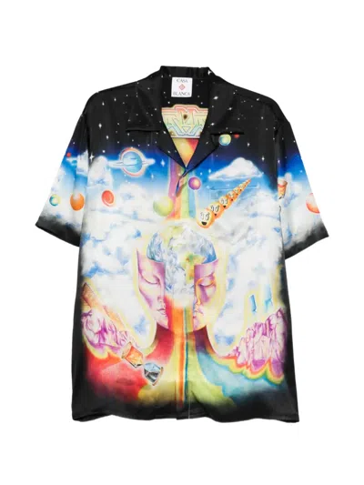 Casablanca Experience Graphic Short Sleeve Straight Cut Shirt In Multi