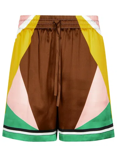 CASABLANCA CASABLANCA 'GEOMETRIC' MULTICOLOR SILK BERMUDA SHORTS MAN