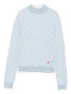 Casablanca Geometric-pattern Mock-neck Top In Blue