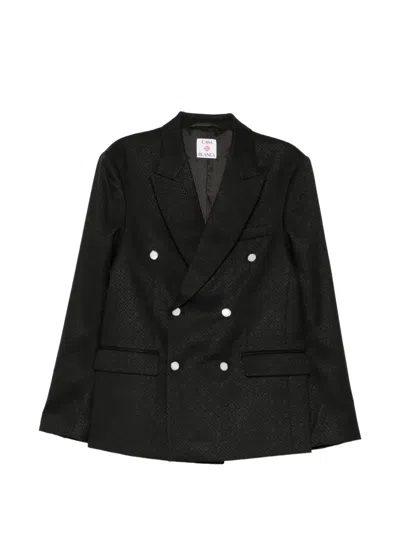 Casablanca Geometric-jacquard Single-breasted Blazer In Black