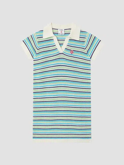 Casablanca Girl's Little Girl's & Girl's Striped Knit Polo Shirtdress In Multi