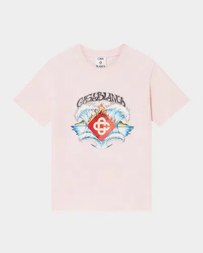 Casablanca Kids' Girl's Waves Graphic-print T-shirt In Pink