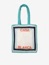 Casablanca Girls Crochet Tennis Stripe Tote Bag In Blue