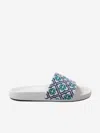 Casablanca Girls Embroidered Terry Monogram Sliders In Blue