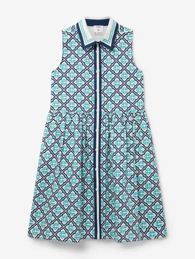 Casablanca Babies'  Girls Monogram Sleeveless Shirt Dress In Blue