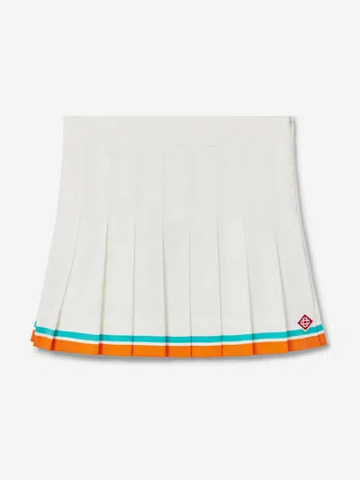 Casablanca Kids'  Girls Tennis Stripe Pleated Skirt In White
