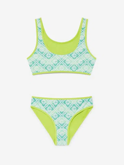 Casablanca Girls Wavy Monogram Bikini In Green