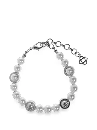 Casablanca Glass-pearl Brass Bracelet In Silver