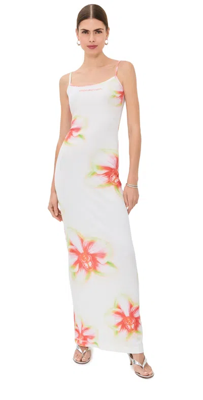 Casablanca Glitch Orchid Soft Ribbed Maxi Dress Glitch Orchid In White