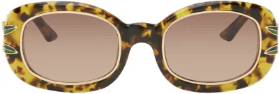 Casablanca Gold & Brown Laurel Sunglasses In Gold/ Laurel/ Brown
