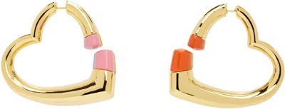 Casablanca Gold Heart Hoop Earrings In Gold / Multi
