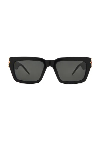 Casablanca Gold Plated Monogram Plaque Sunglasses In Black