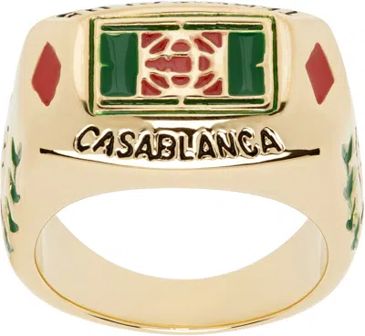 Casablanca Gold Tennis Club Ring In Gold / Green