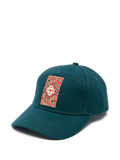 Casablanca Gothic Stacked Logo Embroidered Cap In Dark Green
