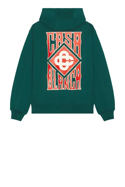 Casablanca Gothic Logo Printed Hooded Sweatshirt In Green