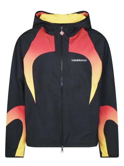 Casablanca Gradient Accented Zip-up Hooded Jacket In Multi