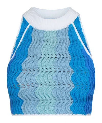 Casablanca Gradient Camisole Crop Top In Blue