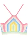 Casablanca Gradient Crochet Arch Knit Halter Top In Multicolore