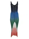 Casablanca Womens Gradient Ribbed Cotton-blend Maxi Dress In Blau