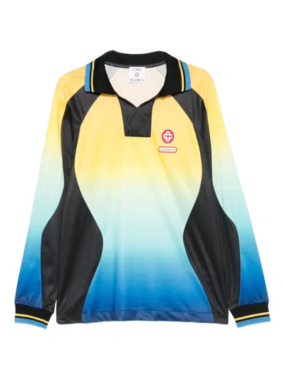 Casablanca Gradient Football Long Sleeve T-shirt With Classic Collar In Multi