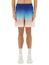 Casablanca Gradient Monogram Shorts With Elasticized Waistband In Blue