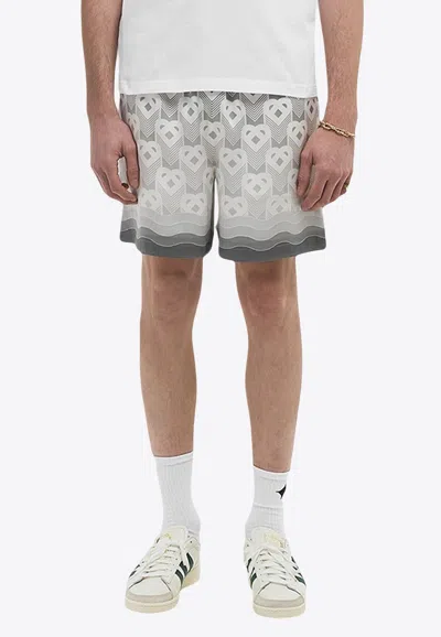 Casablanca Gradient Heart Monogram Shorts In Gray