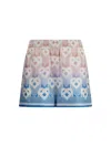 Casablanca Women Gradient Heart Monogram Silk Shorts In Blue
