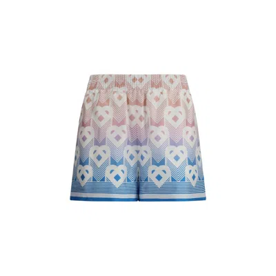 CASABLANCA GRADIENT HEART MONOGRAM SILK SHORTS
