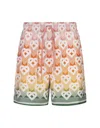 CASABLANCA GRADIENT HEART MONOGRAM SILK SHORTS