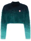 Casablanca Navy Mohair Blend Turtleneck Sweater In Blue
