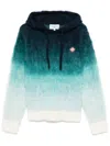 Casablanca Gradient Mohair Blend Knit Hoodie In Blue