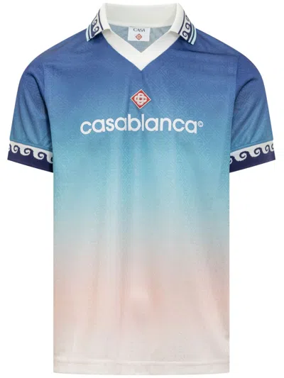 Casablanca Gradient-jacquard Football Jersey In Blue