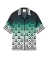 Casablanca Men Gradient Monogram Short Sleeve Silk Shirt In Green