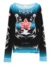 Casablanca Gradient Long-sleeve Top With Orchid Graphic In Multi