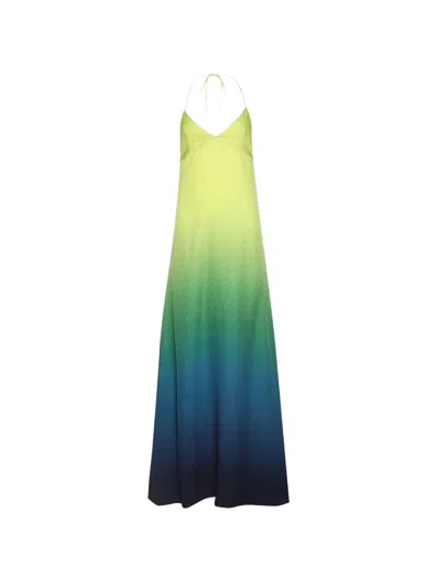 Casablanca Gradient Halterneck Long Dress In Multi