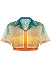 Casablanca Gradient Monogram Silk Cropped Top