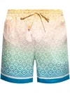 Casablanca Multicolored Monogram-print Deck Shorts In Blue