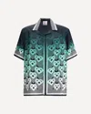 Casablanca Men Gradient Monogram Short Sleeve Silk Shirt In Green