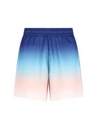 Casablanca Gradient Monogram Shorts With Elasticized Waistband In Blue