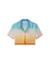 Casablanca Gradient Monogram Silk Cropped Top In Multicolour
