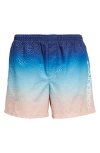 Casablanca Gradient Monogram Shorts With Elasticized Waistband In Blue