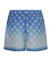 Casablanca Light Blue Monogram Gradient-effect Drawstring Silk Shorts In Blue