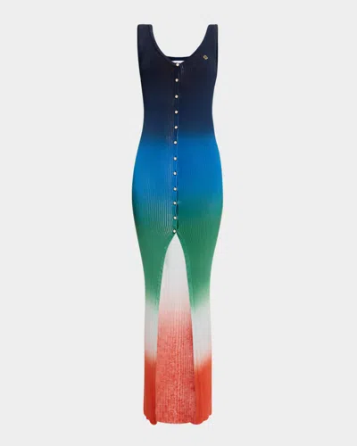 Casablanca Gradient Rib Button-front Maxi Dress