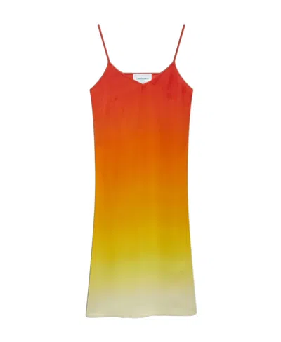 Casablanca Gradient Silk Slip Dress In Multicolor